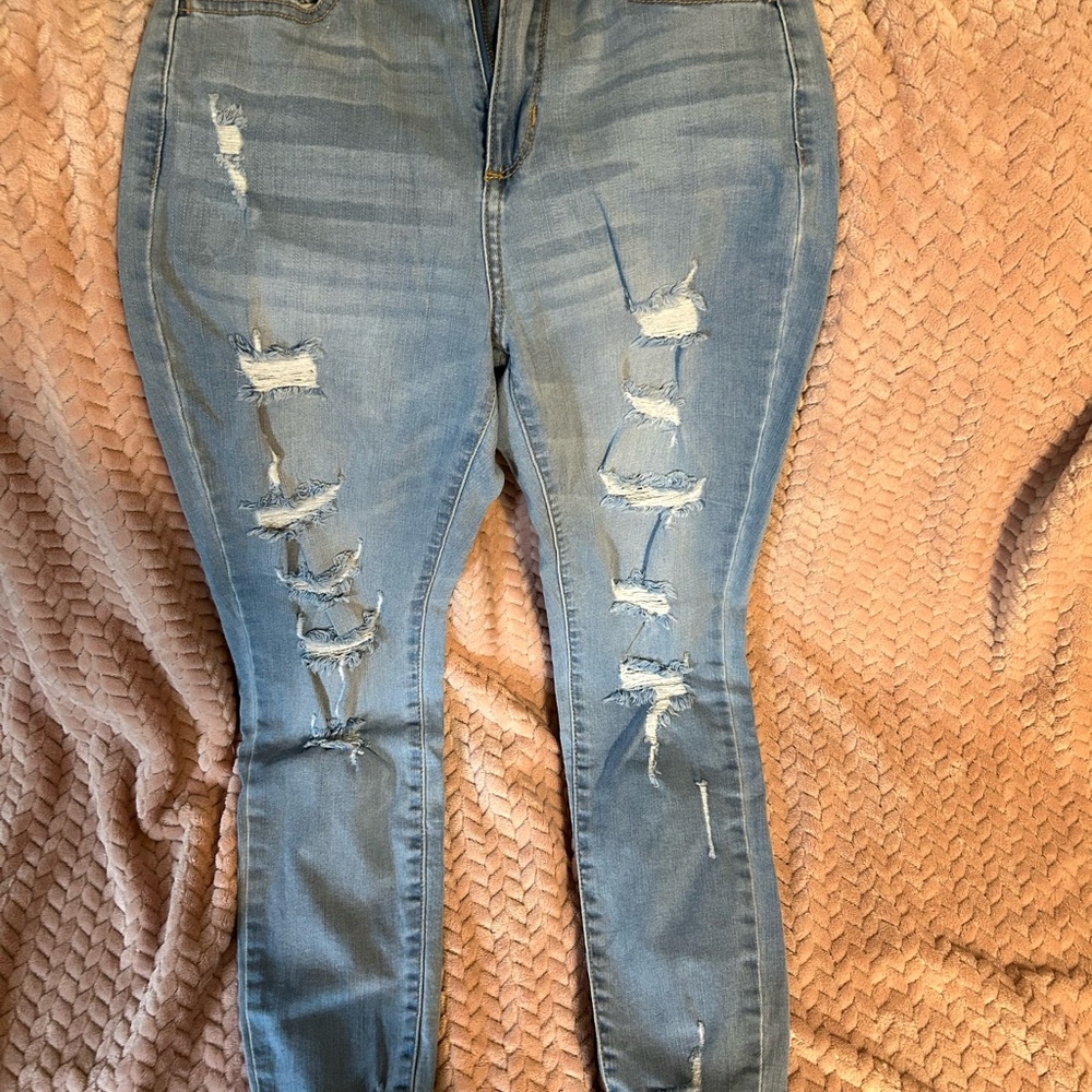 Cello Light Blue Distressed Skinny Jeans